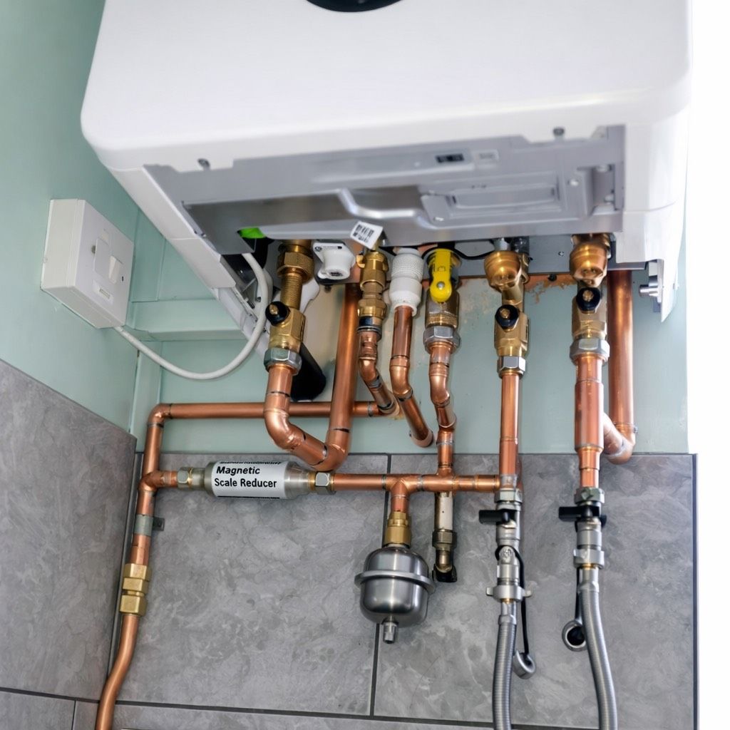 Engineer working on a domestic heating system